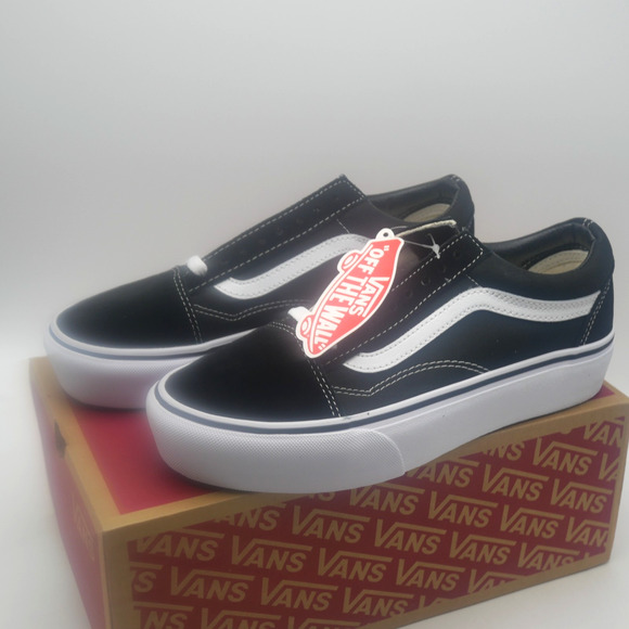 NEW Vans Old Skool Stackform Platform Shoes Black Women's 9 Men's 7.5 Suede Can - Picture 1 of 9